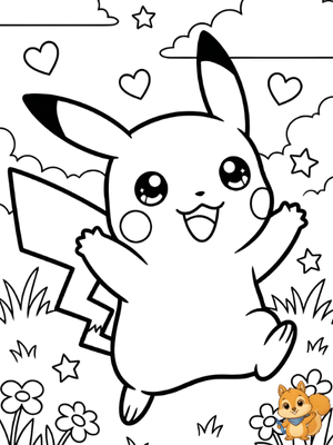 Dibujo para colorear: Pikachu para colorear kawaii