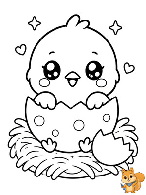 Dibujo para colorear: Pollito kawaii para colorear