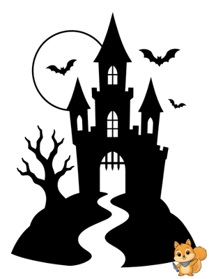 Dibujo para colorear: Silueta castillo Halloween