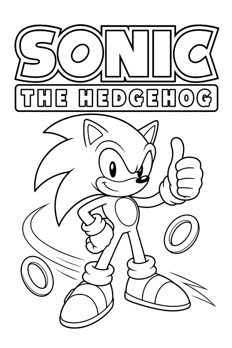Sonic the Hedgehog dibujo para colore con logo grande