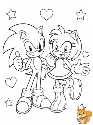 Dibujo para colorear: Dibujos de Sonic y Amy para colorear