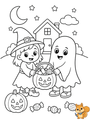 Dibujo para colorear: Truco o trato para colorear