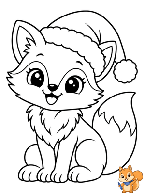Dibujo para colorear: Zorro de Navidad para colorear
